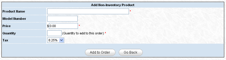 Non-Inventory Product Form